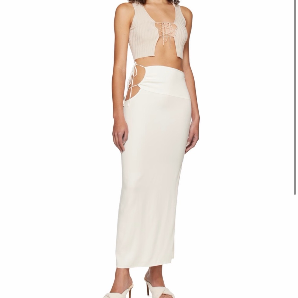 Christopher Esber Cream Midi Skirt